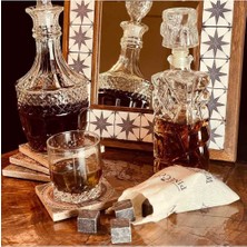 Delixa Pinecone 9 Adet Viski Soğutma Taşı Seti Viski Taşı Kesesi Doğal Granit Premium Hediyelik Soğutucu Ta