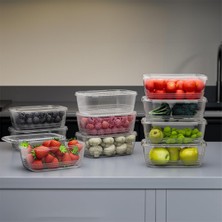 Hepta Collection 1072 20'li Buzluk Düzenleyici Saklama Kabı Kendinden Kapaklı Derin Dondurucu Saklama Kabı 1lt Şeffaf