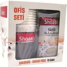 Delixa Shazel Hazır Sütlü Türk Kahvesi Şekersiz - Ofis Seti - 9 Gr. 10'lu Kutu