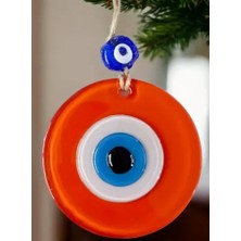 Luord-Store Turuncu Nazar Boncuklu Duvar Süsü 10 cm Cam Duvar Dekoru
