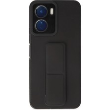 Alem Vivo Y16 Kılıf Mega Standlı Silikon - Siyah