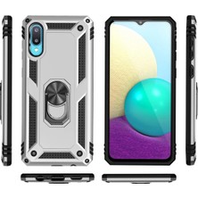 Bg Arzenis Arzenis  Samsung Galaxy A02 Kılıf Sofya Yüzüklü Silikon Kapak - Gümüş 9968547