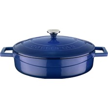 Delixa Lava Metal Döküm Çok Amaçlı Yayvan Tencere, Trendy, 24 Cm, 2.47 L, Mavi
