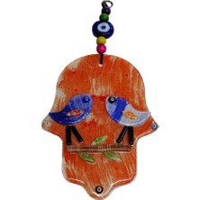 Luord-Store Turuncu Kuşlu Füzyon Cam Fatma Ana Eli Duvar Süsü Kapı Süsü