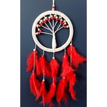 Luord-Store Kırmızı Kuş Tüylü Hayat Ağacı Düş Kapanı Duvar Süsü