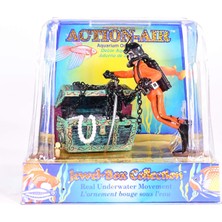 Delixa Penn-Plax Hareketli Hazine Sandığı, Yüzen Dalgıç ve Kabarcık Hareketli Akvaryum Dekorasyonu 4 Inç Yü