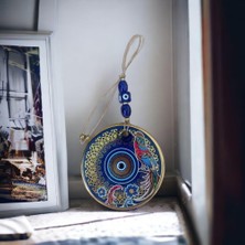 Luord-Store Yaldızlı Bülbül Kuşlu Çicekli Nazar Boncuklu Duvar Süsü Camlı Duvar Dekoru