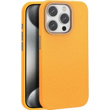 Alem Joko Iphone 15 Pro Kılıf Wonder Deri Magsafe Kapak - Turuncu