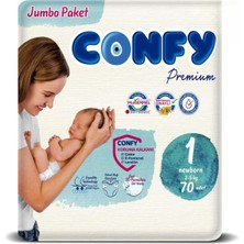 Delixa Confy Premium Yenidoğan Bebek Bezi 1 Numara | 2-5 kg | 70 Adet | Ekonomik Paket