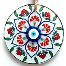 Luord-Store Karanfil Desenli Nazar Boncuklu Füzyon Cam Duvar Süsü