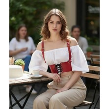 Çamaşır Kenti Kırmızı Kadın Kemer Bağcıklı Korse Bel Aksesuarı - CMSR1429