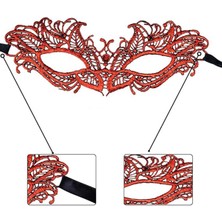 Alem Kırmızı Dantel Masquerade Maskesi 5 No