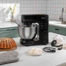Emsan Ultra Güçlü 1500W Hamur Yoğurma Makinesi ve Stand Mikser 5 Litre Çelik Kase Döküm Aparatlı Ekmek Kek ve Pizza Yapıcı Sıçratma Emniyetli