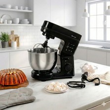 Emsan 1500 Watt Yüksek Güçlü Mutfak Şefi 5 Litre Paslanmaz Çelik Hazneli Stand Mikser ve Hamur Yoğurma Makinesi Sıçratma Önleyici Kapaklı