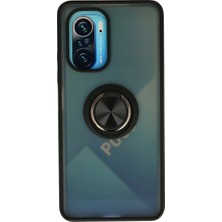 Alem Xiaomi Redmi K40 Kılıf Montreal Yüzüklü Silikon Kapak - Siyah