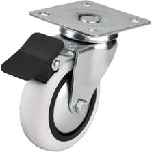 Alem 353 - 75X25 mm Pvc Makaralı Tablalı Frenli Teker 4 Adet