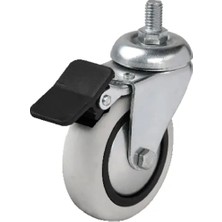 Alem 354 - 75X25 mm Pvc Makaralı Vidalı Frenli Teker 4 Adet