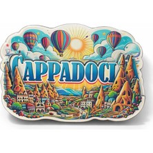 Alem Kapadokya Temalı Ahşap Buzdolabı Magneti ALK5055