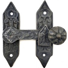 Alem Antika Tarz Dekoratif Pirinç Kapı, Pencere Mandalı - 86X72 Mm, Oksit