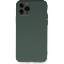 Alem Iphone 11 Pro Kılıf Nano Içi Kadife Silikon - Koyu Yeşil
