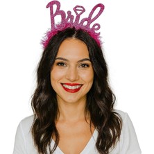 Alem Fuşya Renk Bekarlığa Veda Italik Yazı Alyanslı Bride Taç