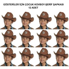 Alem Kovboy Şerif Şapkası Kahve 12 Adet - Kostüm, Parti ve Gösteri Şapkası