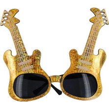 Alem Altın Renk Rockn Roll Gitar Şekilli Parti Gözlüğü 15X15 cm