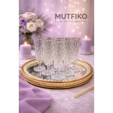 Mutfiko Lüks Kristal Cam Ayaklı Kahve Yanı Bardağı Seti – 130 ml – 6’lı Şık Sunum Kadeh Takımı
