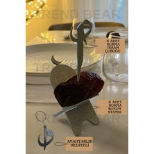 Metal Tablo Dekor 6 Adet Hurma Sunum - Hurma Sunum Standı ve Ikram Çubuğu Plastik - Anahtarlık Hediyeli