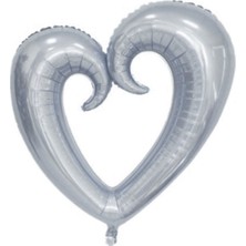 Kıvrımlı Gümüş Kalp Folyo Balon 100 cm