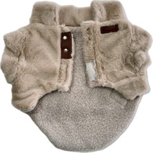 Patilemece Ekru Rengi Peluş Kedi Köpek Montu