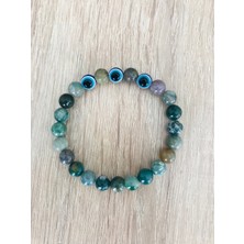 MK Tasarım Gerçek Yosunlu Akik Taşı BİLEKLİK-MKT.1.101.71 Rahatlatıcı, Dinginlik, Enerji Bilekliği