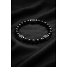 Efulim Doğaltaş Doğal Oniks ve Lav Taşı Erkek Bileklik – Mat Siyah, Şık ve Dayanıklı Tasarım