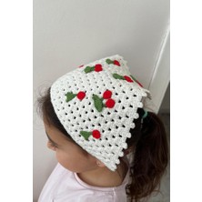 Kiraz Figürlü El Örgüsü Çocuk Bandana