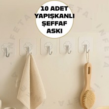 İnfeta 10 Adet Güçlü Kendinden Yapışkanlı Şeffaf Kapı Duvar Askıları Banyo Mutfak Kapı Duvar Askısı