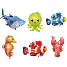 Mini Parti Bebeğimin Ilk Partisi Okyanus Tema Deniz Canlıları Folyo Balon Seti 6lı