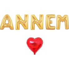Melins Gold Annem Folyo Balon Seti ve Kalp Balon