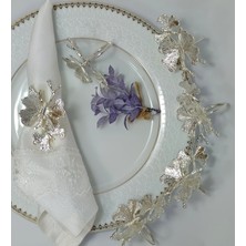 Parıltı Home Collection 6 Lı Peçete Yüzüğü Peçete Halkası Aksesuar Sofra Mutfak Sunumlukl Çeyiz Peçetelik Gümüş Metal