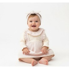 Bebeva Baby Kız Bebek %100 Pamuklu Fırfır Detaylı Bandanalı Penye Elbise