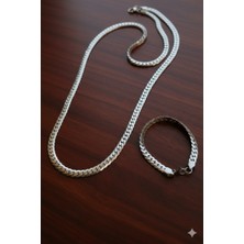 Lia Charm Çelik Snake Kolye ve Bileklik Set Erkek – Paslanmaz Çelik Gümüş Renk – 14 Şubat Sevgililer Günü Hediyesi