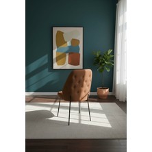 Todek Home Safir 6 Adet Metal Ayaklı Sandalye Babyface Kumaş Mutfak Salon Yemek Masası Sandalyesi