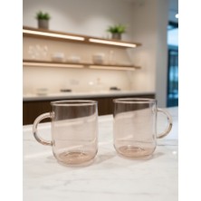 Paşabahçe Cam Çay Fincanı Ikonic Seri  Rengi 2ADET Kulplu Bal Rengi Bardak