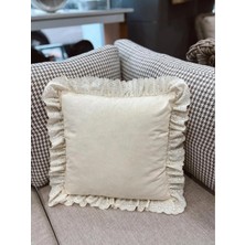 Nurgita Home % 100 Pamuk Ham Keten Fisto Fırfırlı Kırlent Kılıfı