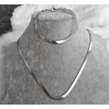 Lia Charm Kadın 316L Çelik Italyan Ezme Kolye Bileklik Kombin Set
