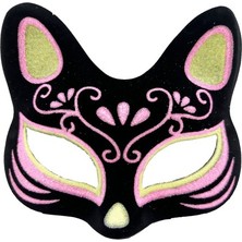 Nuveden Ieg™ Siyah Süet Sarı Pembe Simli Kedi Maskesi