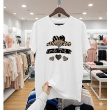 Texrium Leopar Kalpler Baskılı %100 Pamuk Kadın T-Shirt