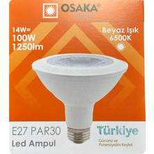 Avarson (1 Adet) Osaka 14W (100W) Beyaz Işık (6500K) E27 Duylu (Kalın Duy) LED PAR30 Ampul