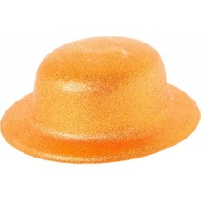 Nuveden Ieg™ Turuncu Renk Simli Melon Yuvarlak Parti Şapkası 24X26 cm