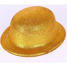 Nuveden Ieg™ Altın Renk Yuvarlak Simli Plastik Parti Şapkası-Eminönü Toptan Ticaret