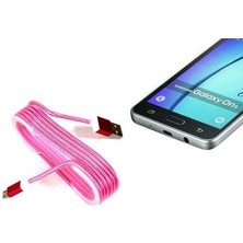 Nuveden Ieg™ Android Örgü Şeklinde Renkli Çelik Şarj Data Kablosu - Pembe